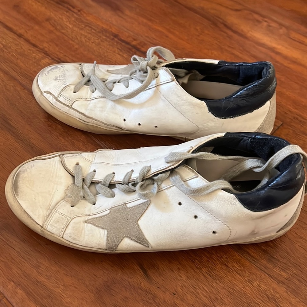 Women's Super-Star with suede star and blue heel tab